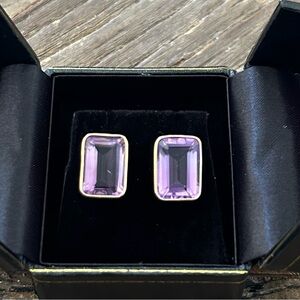Elegant Purple Amethyst Gemstone Earrings- Over 16 Carts TW & 14k gold setting